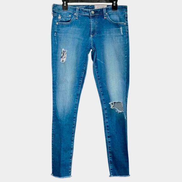 AG Adriano Goldschmied The Legging Ankle Distressed Jeans in Blue Women’s 27 - Picture 1 of 13